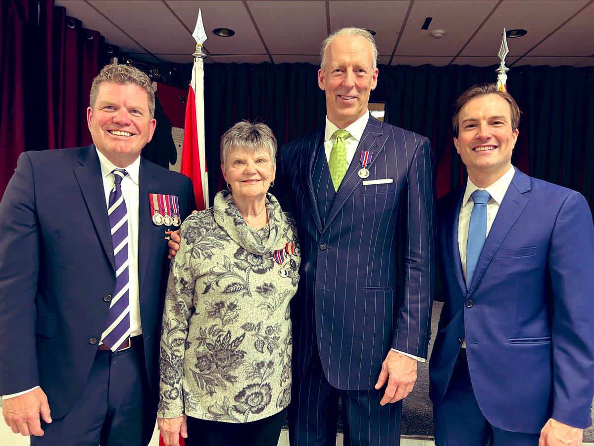 Congratulations/Félicitations to my mom Bryde Desroches &amp; Patrick Dion <a href="/upperfeeny/">Patrick Dion</a> who were honoured with the King Charles III Coronation medal by MP <a href="/adamchamb/">Adam Chambers</a> at the Coldwater <a href="/RoyalCdnLegion/">The Royal Canadian Legion</a> 🇨🇦