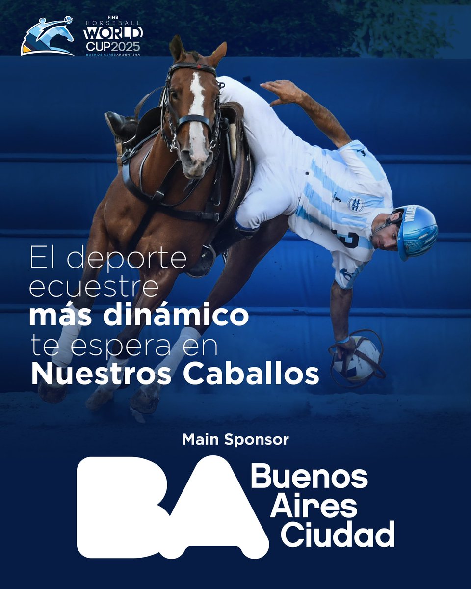 Buenos Aires Ciudad, Main Sponsor de #NuestrosCaballos, te invita a vivir la emoción ecuestre en el Mundial de Horseball 2025. 

Del 25 al 30 de marzo, sentí la pasión por los caballos en La Rural. 🏇💙  

#MomentosÚnicos