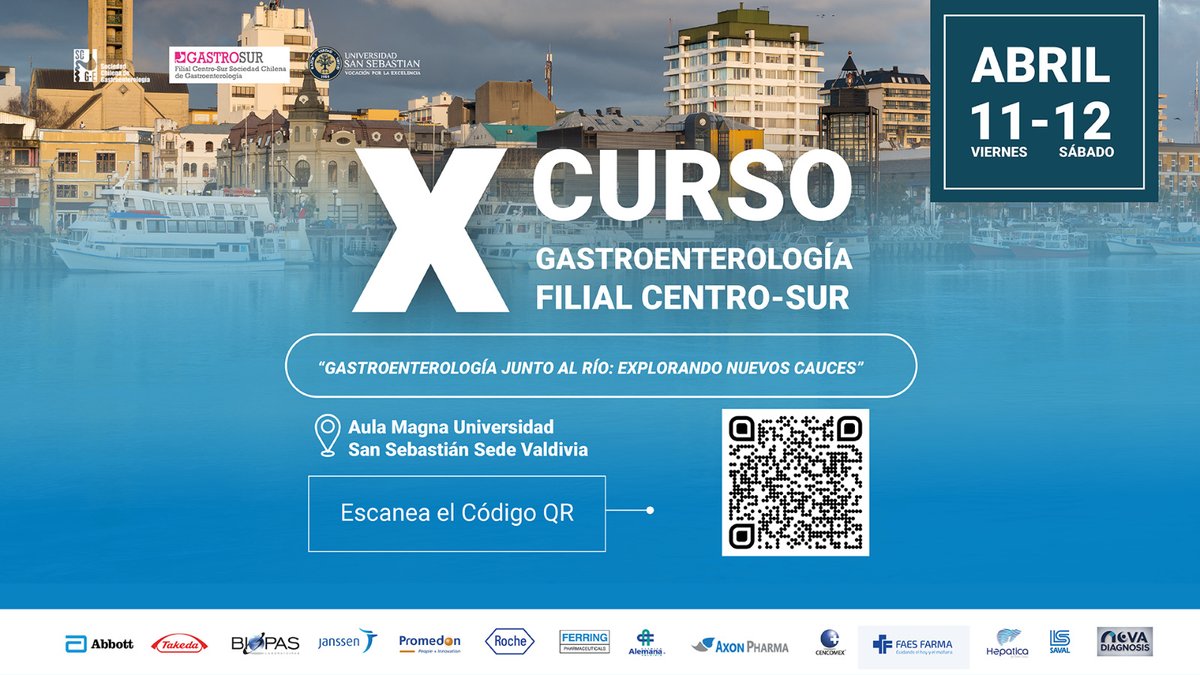 Inscríbete  y participa del X Curso de Gastroenterología – Filial Centro Sur, que se realizará los días 11 y 12 de abril en el Aula Magna de la Universidad San Sebastián, Sede Valdivia.
sociedadgastro.cl/gastroweb/inde…
