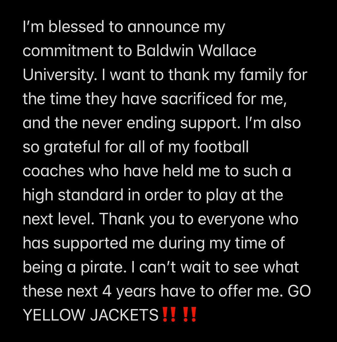 Committed‼️‼️<a href="/AndrewCregan16/">Andrew Cregan</a> <a href="/CoachHilvert/">Jim Hilvert</a> <a href="/BWFootball_/">Baldwin Wallace Football</a>