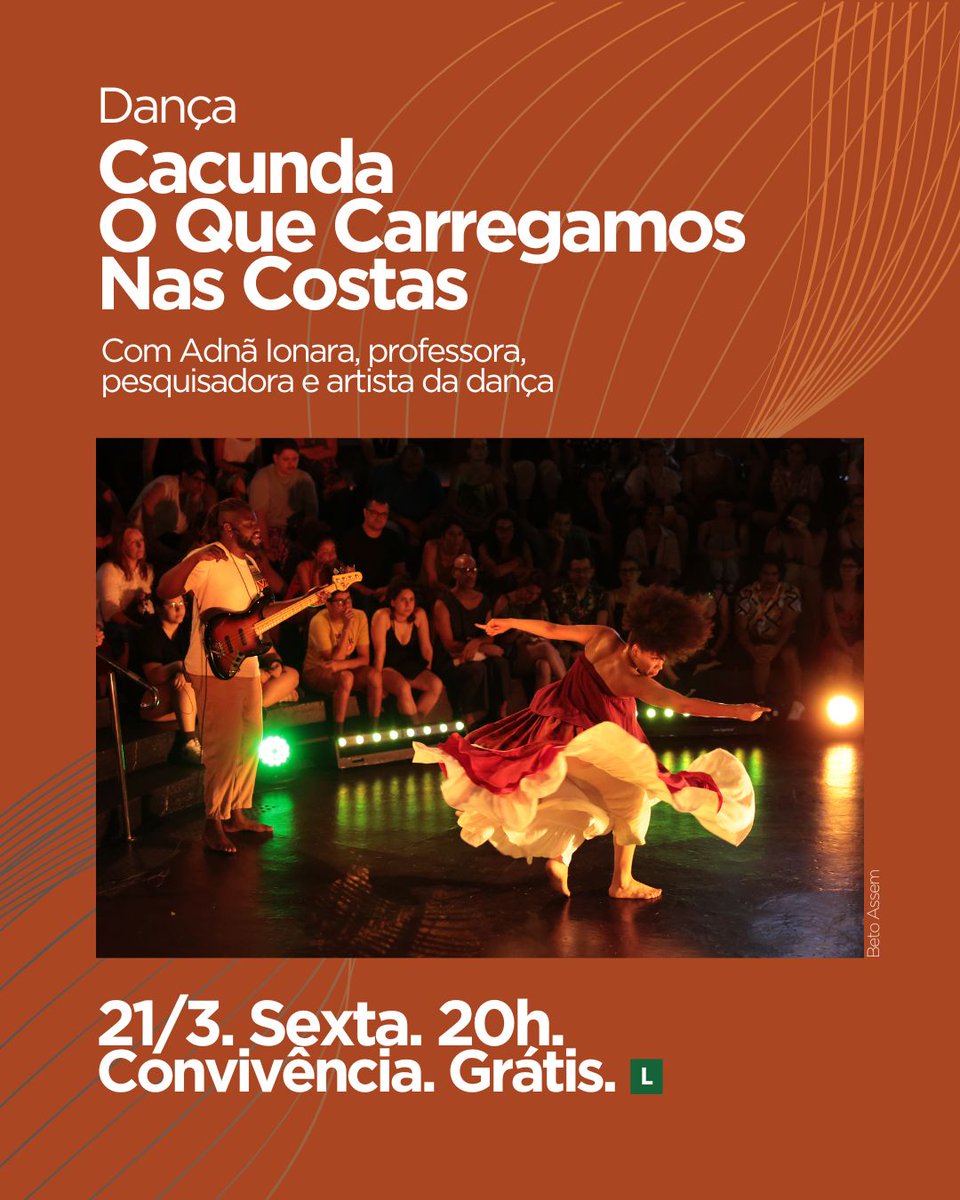 💃✨ Já tem planos para sexta à noite?
Que tal mergulhar em uma experiência de dança potente?

🌿 CACUNDA – O QUE CARREGAMOS NAS COSTAS
Com Adnã Ionara – professora, pesquisadora e artista da dança

📅 21 de março | Sexta | 20h
📍 Convivência do @sescspbauru
🎟️ GRÁTIS

#Cacunda
