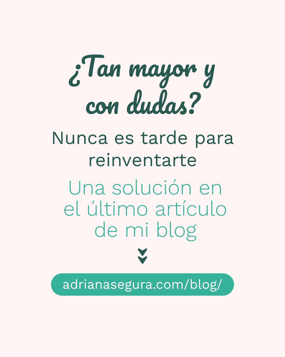 Es probable que te sientas identificada/o o que algunas vez te hayas sentido así. Hay solución, pero no todo el tiempo del mundo 😬

Te invito a leer la última entrada de mi blog adrianasegura.com/tan-mayor-y-co…

#trabajoduro #vivedetupasión