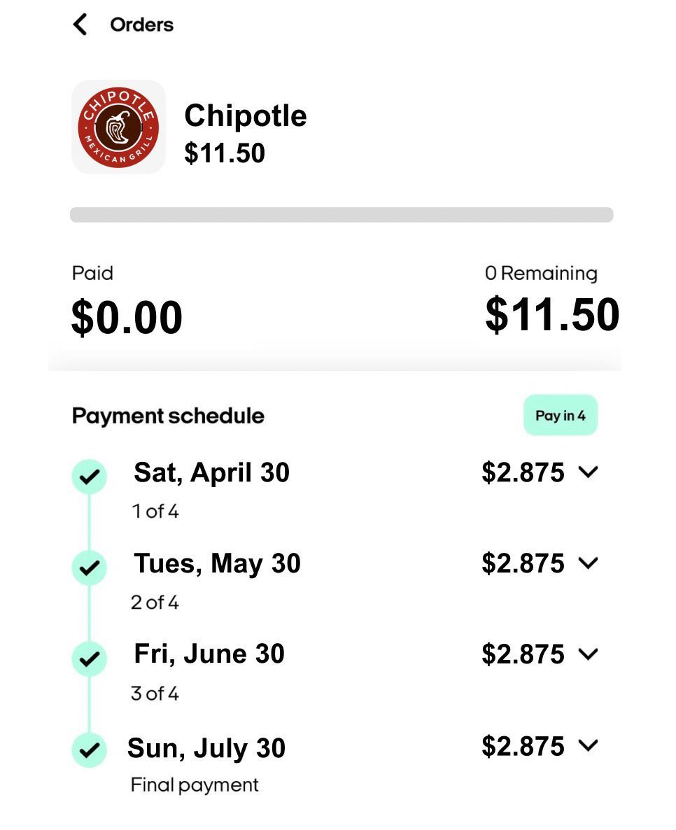 Economy down so bad you gotta finance Chipotle Bowls.