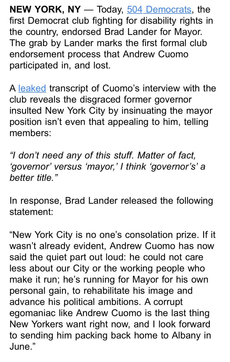 Lander responds to Cuomo’s comments about governor being a better job than mayor: