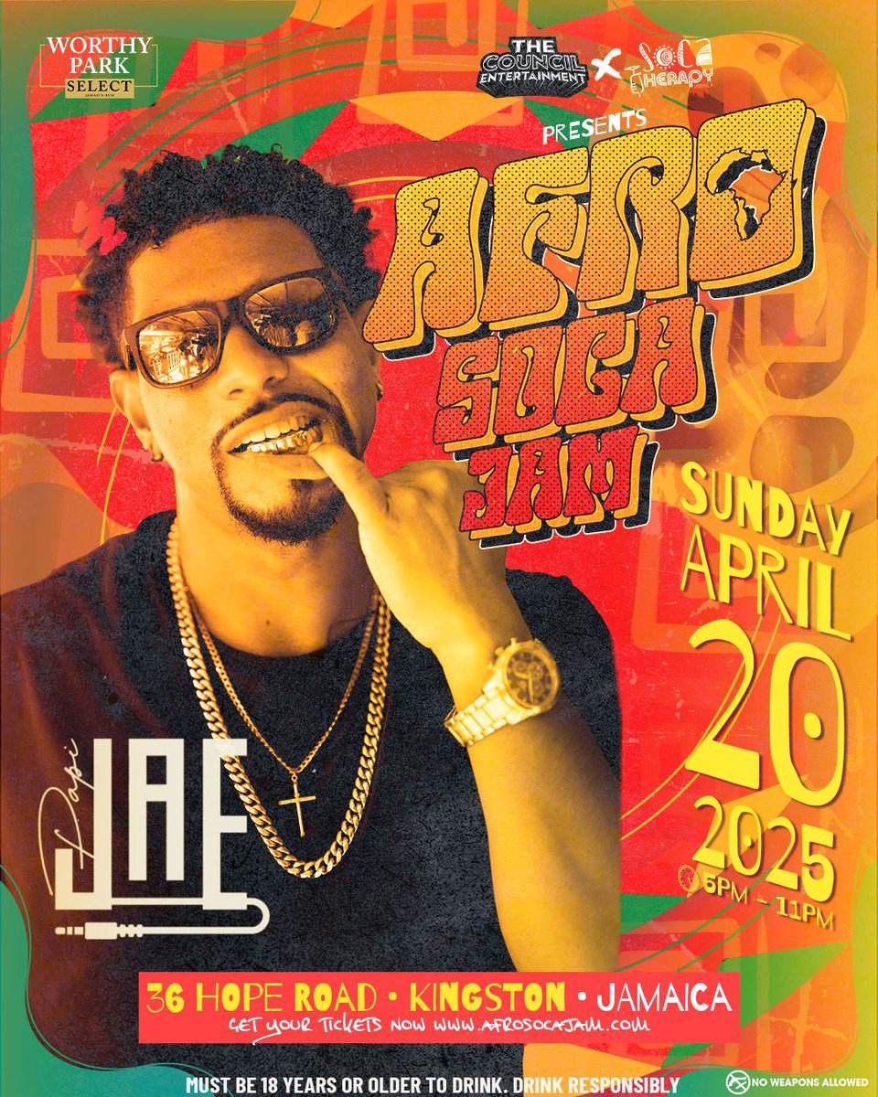 afrosocajam's tweet photo. Afro Soca Jam welcomes Papi Jae 🥳

The countdown to AFRO SOCA JAM starts NOW! Soca, Afrobeats &amp; Dancehall under one roof!

Your favorite Afrobeats, Soca and Dancehall experience is back! 💃🏽

Kickstart Jamaica Carnival Week on Sunday, April 20, 2025 📆
https://t.co/9sDjOfo5pL https://t.co/0jdUuCu9Od