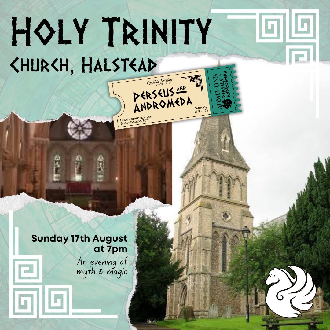 ⭐ Summer Tour Spotlight ⭐
The 11th stop on our tour of Perseus &amp; Andromeda is our third new venue; Holy Trinity Church, Halstead, Essex. 
🎭 Sunday 17th at 7pm
🎟️ ticketsource.co.uk/quill-inkling
🔔 Book before midnight on 31st March and use the code EARLY10 to pay £10 for any ticket