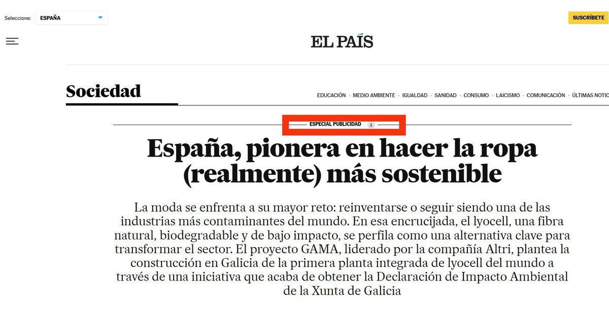 Felicidades a Altri por su estrategia publicitaria.

Primero ignoran a la población gallega, y ahora se anuncian en El País, supongo que para convencer a murcianos y andaluces de sus excelencias.

Alguien al volante?

#AltriNon