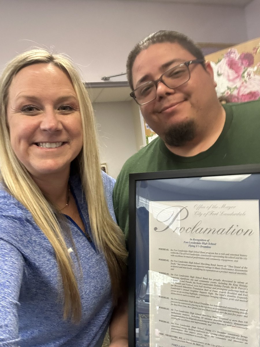 Erin Brown (@principalflhigh) on Twitter photo Thank you to the mayor and the City of Fort Lauderdale for recognizing the Flying L Drumline with a Proclamation that March 18, 2025 is Fort Lauderdale Flying Lโs Drumline Day for their community service & community engagement with the city! ๐๏ธ ๐๐ค๐๐ค๐
Go Ls! <a href="/FlhsOfficial/">Fort Lauderdale High School</a> Thank you to the mayor and the City of Fort Lauderdale for recognizing the Flying L Drumline with a Proclamation that March 18, 2025 is Fort Lauderdale Flying Lโs Drumline Day for their community service & community engagement with the city! ๐๏ธ ๐๐ค๐๐ค๐
Go Ls! <a href="/FlhsOfficial/">Fort Lauderdale High School</a>