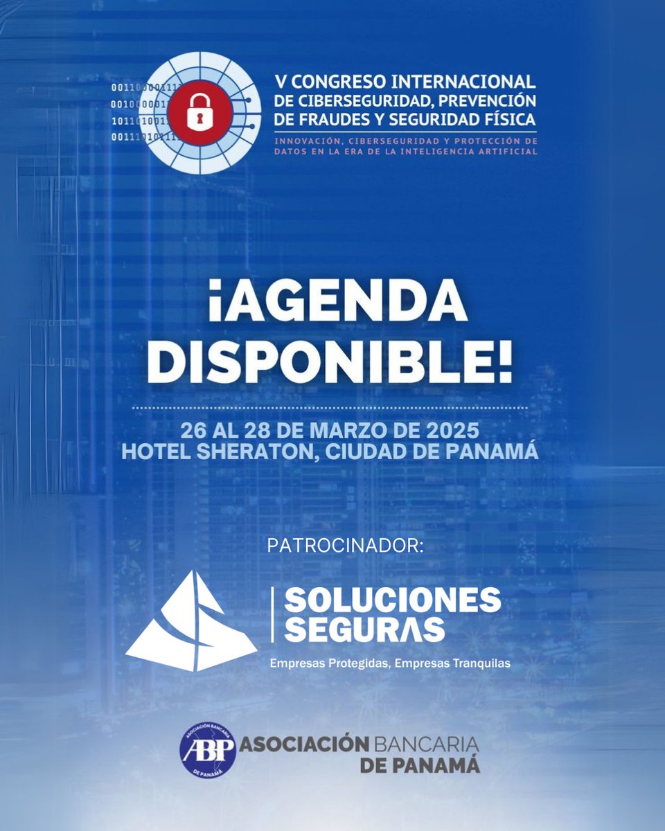 Soluciones Seguras (@s_seguras) on Twitter photo <a href="/s_seguras/">Soluciones Seguras</a> presente en el V Congreso Internacional de Ciberseguridad y Prevención de Fraudes 2025 <a href="/ABPanama/">Asociación Bancaria de Panamá</a>
Tema central: Innovación, ciberseguridad y protección de datos en la era de la inteligencia artificial.🔗congresodeciberseguridadpanama.com
EMPRESAS PROTEGIDAS, EMPRESAS TRANQUILAS <a href="/s_seguras/">Soluciones Seguras</a> presente en el V Congreso Internacional de Ciberseguridad y Prevención de Fraudes 2025 <a href="/ABPanama/">Asociación Bancaria de Panamá</a>
Tema central: Innovación, ciberseguridad y protección de datos en la era de la inteligencia artificial.🔗congresodeciberseguridadpanama.com
EMPRESAS PROTEGIDAS, EMPRESAS TRANQUILAS