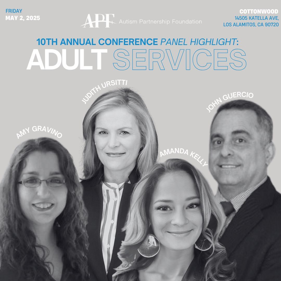 Panel Spotlight ⭐ APFCON 2025: Adult Services

Amy Gravino, M.A. 
Judith Ursitti, CPA 
Amanda Kelly, Ph.D., BCBA-D 
John Guercio, Ph.D., BCBA-D, CBIST, LBA 

Sign up now for in-person or online attendance buff.ly/4ylaeSk 
#apfcon2025 #ProgressiveABA #ABA #BCBA #Autism
