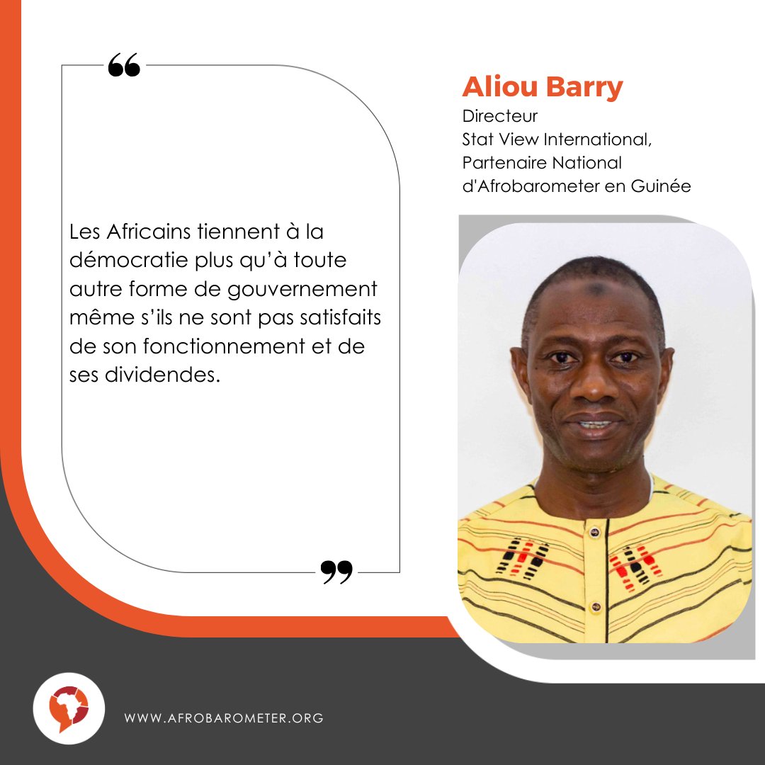 Afrobarometer (@afrobarometer) on Twitter photo Prenant la parole en tant que panéliste lors du webinaire sur l'état de la démocratie en Afrique francophone organisé par Afrobarometer, Aliou Barry (<a href="/NewtonAliou/">Aliou Barry</a>) directeur de Stat View International (<a href="/ViewStat/">Stat View International</a>), a estimé que la démocratie reste le système de gouvernance préféré Prenant la parole en tant que panéliste lors du webinaire sur l'état de la démocratie en Afrique francophone organisé par Afrobarometer, Aliou Barry (<a href="/NewtonAliou/">Aliou Barry</a>) directeur de Stat View International (<a href="/ViewStat/">Stat View International</a>), a estimé que la démocratie reste le système de gouvernance préféré