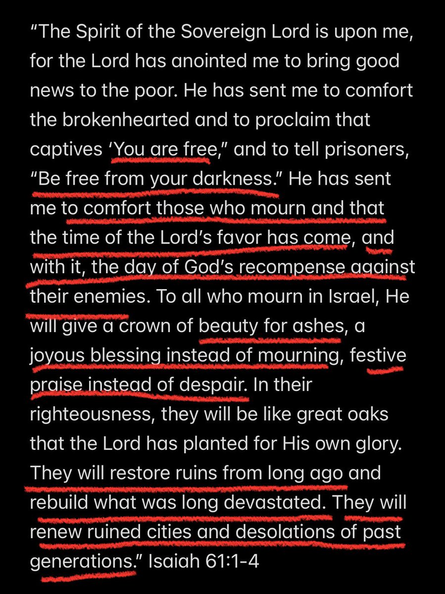 SaltNLight2024's tweet photo. March 20, 2025
I declare liberation and the time of Isaiah 61 for families, cities, and nations is happening right before our eyes…
Yahweh’s promises are coming to pass just like He said they would…
His Best is Here!!!
#Freedom #God #Liberation #Deliverence #DarktoLight #Jubilee #GodWins #Golden-Age #JesusIsKing #Jesus #NewDay #Ararat