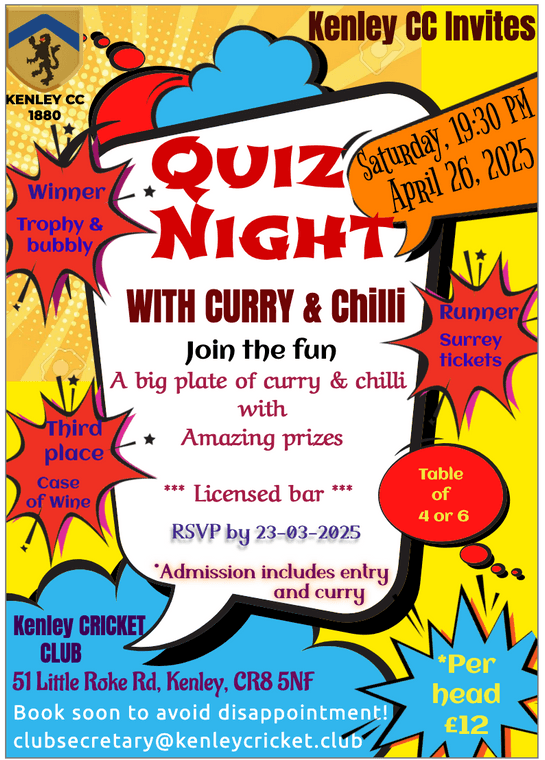 Kenleycricket's tweet photo. QUIZ NIGHT 2025 #Pitchero
https://t.co/nRHJ6TrMwz https://t.co/weccdJOlAs