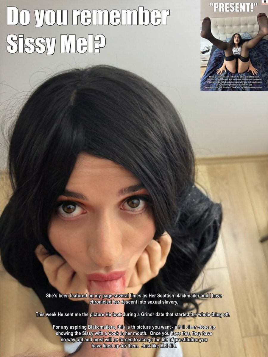 Have you ever wondered what the ideal #blackmail picture looked like?  Well here's the answer.  This is the truly gorgeous Mel from Edinburgh. Her #Blackmailer has made a *lot* of money out of this #Sissy! This is what can happen if you let your #cock-lust carry you away!