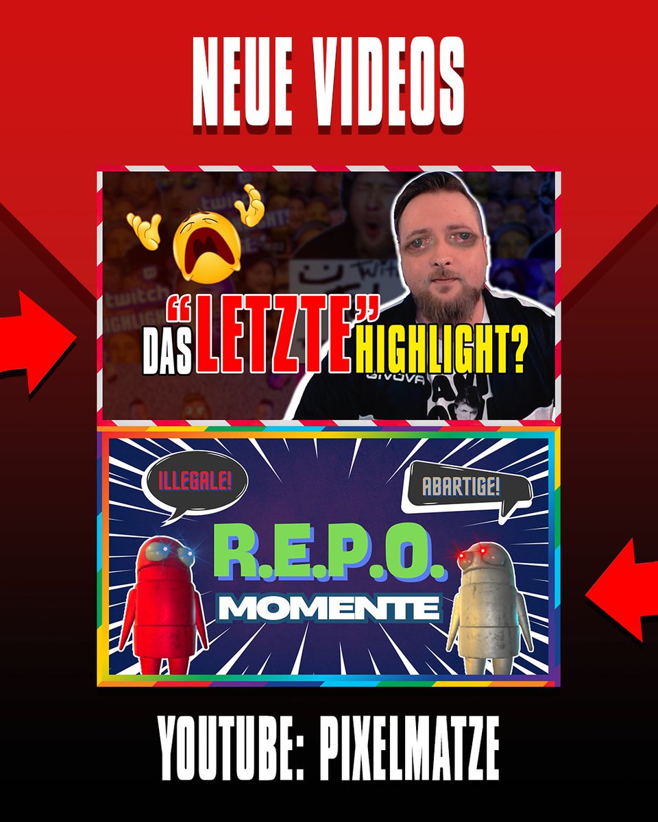 Hey ho ✌ Da sind schon wieder 2 brandneue, brandheiße Videos auf meinem YouTube Kanal,
guck doch mal rein, würde mich übelst freuen 👍 Sind wirklich wieder sehr witzig geworden!
Repo Vid: youtu.be/y0oAYGOmwIQ
Twitchclips vid:
youtu.be/6zTmEVBtHMg
.
.
#repo #twitch #stream