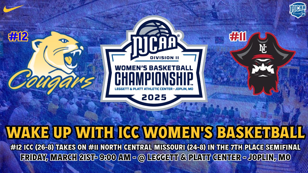 Tomorrow, the #12 Cougars take on #11 North Central Missouri in the NJCAA 7th Place Semifinal, tipping off at 9:00 AM from Joplin! 

If you won't be at the game, use this (liinks.co/icc_cougarswbb) link to see how you can follow along! 

#WINTHEDAY #ROLLCOUGS