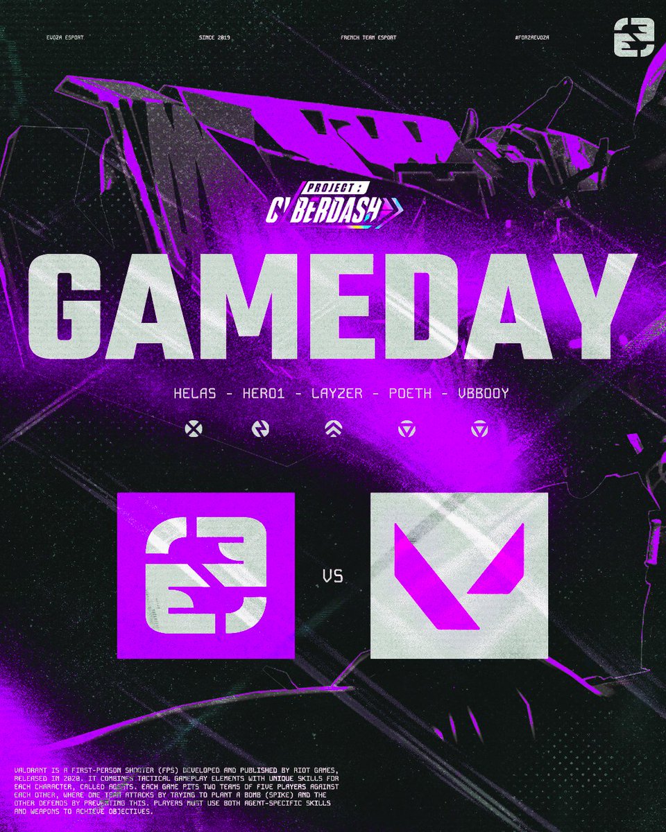 EvozA Esport (@evozaesport) on Twitter photo NOUVEAU TOURNOI POUR NOTRE ÉQUIPE VALORANT 🫡
Retrouvez-nous dès ce soir pour le tournoi "Project : Cyberdash" organisé par <a href="/VALORANTfr/">VALORANT France</a> et <a href="/helydiaa/">helydia</a> !
⏲️ : 20h00
🆚 : #E3Tacos (BO1)
📺 : twitch.tv/evozaesport (<a href="/nakobinks/">EvozA NaKo 🌑</a>)
#ForzaEvozA ⚫️🟠 NOUVEAU TOURNOI POUR NOTRE ÉQUIPE VALORANT 🫡
Retrouvez-nous dès ce soir pour le tournoi "Project : Cyberdash" organisé par <a href="/VALORANTfr/">VALORANT France</a> et <a href="/helydiaa/">helydia</a> !
⏲️ : 20h00
🆚 : #E3Tacos (BO1)
📺 : twitch.tv/evozaesport (<a href="/nakobinks/">EvozA NaKo 🌑</a>)
#ForzaEvozA ⚫️🟠