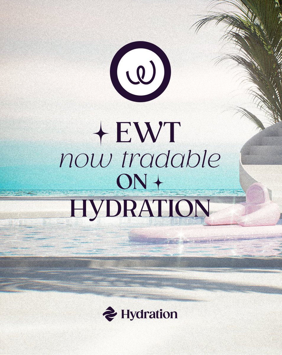Hydration (@hydration_net) on Twitter photo EWT - the native token of <a href="/energywebx/">Energy Web</a>, can now be swapped on Hydration with over 220 other assets ⚡️ EWT - the native token of <a href="/energywebx/">Energy Web</a>, can now be swapped on Hydration with over 220 other assets ⚡️