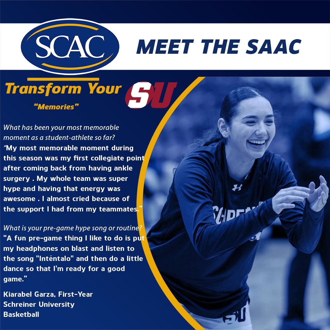 Built to lead, driven to inspire

"Meet the SAAC" Week 6⃣

Highlighting leaders in the #SCAC 💪

Cutter Clancy of <a href="/tluathletics/">TLU Bulldogs</a> 
Lorin Mow of <a href="/mcmsports/">McMurry Athletics</a> 
Kiarabel Garza of <a href="/SUMountaineers/">Schreiner Athletics</a> 

#SCACPride | #TransformYour | #WhyD3 | #SCACWbb | #SCACSWim | #SCACMTrack