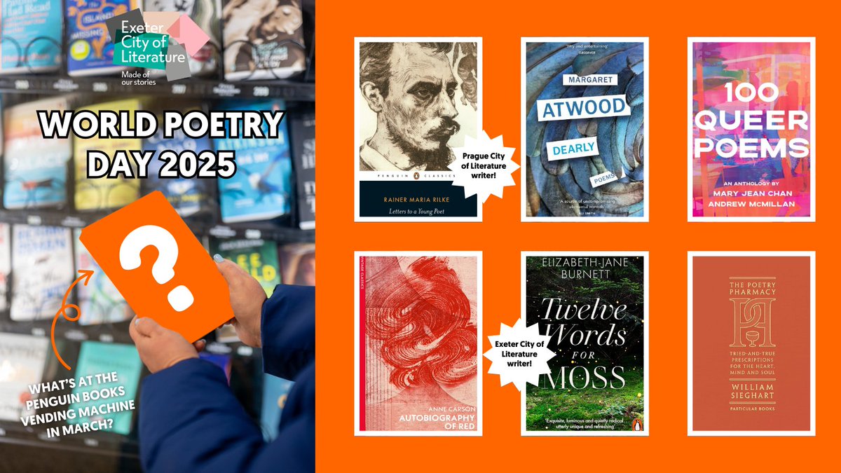Head on down to <a href="/GWRHelp/">GWR</a>'s Exeter St David's train station to see the #WorldPoetryDay themed selection's we've got in our <a href="/PenguinUKBooks/">Penguin Books UK</a> Vending Machine! 🐧

This month's selection features writers from Exeter and Prague #CityofLiterature!