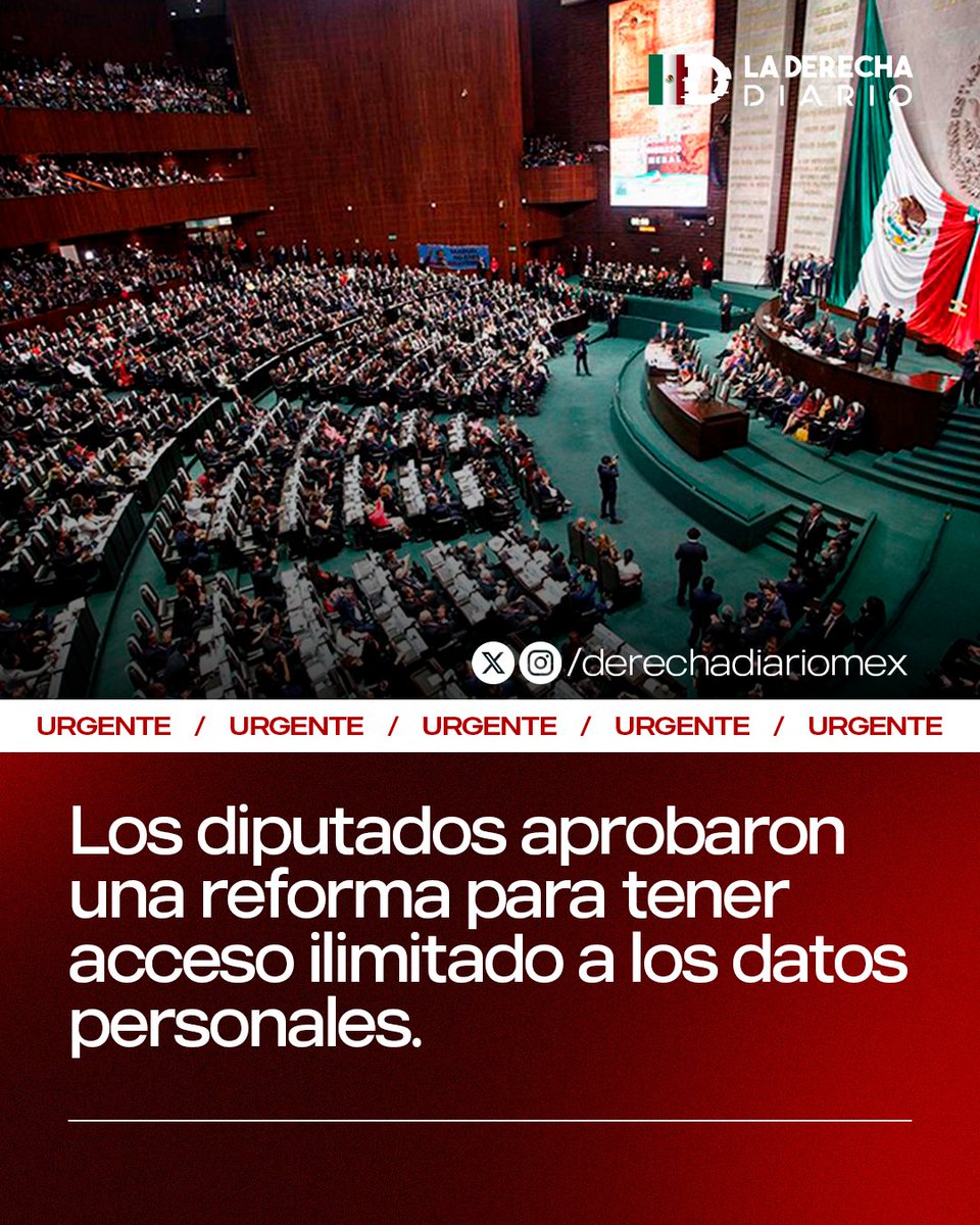 🚨🇲🇽 | #URGENTE El bloque comunista de Morena aprobó en la Cámara de Diputados una reforma para darle acceso ilimitado a la Secretaría de Seguridad a los biométricos, datos telefónicos, fiscales y vehiculares de todos los ciudadanos.