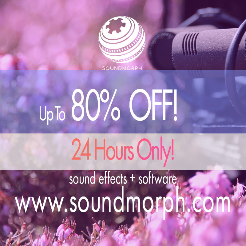 🌐 24h Spring MegaSale - 80% Off at soundmorph.com on select products! Ends in just one day! (ends March 21st) #SoundMorph  #SoundDesign #GameAudio #FilmSound #AudioProduction #MusicProduction  #SoundEffects #FieldRecording #GameDev #IndieGameDev #SoundLibrary