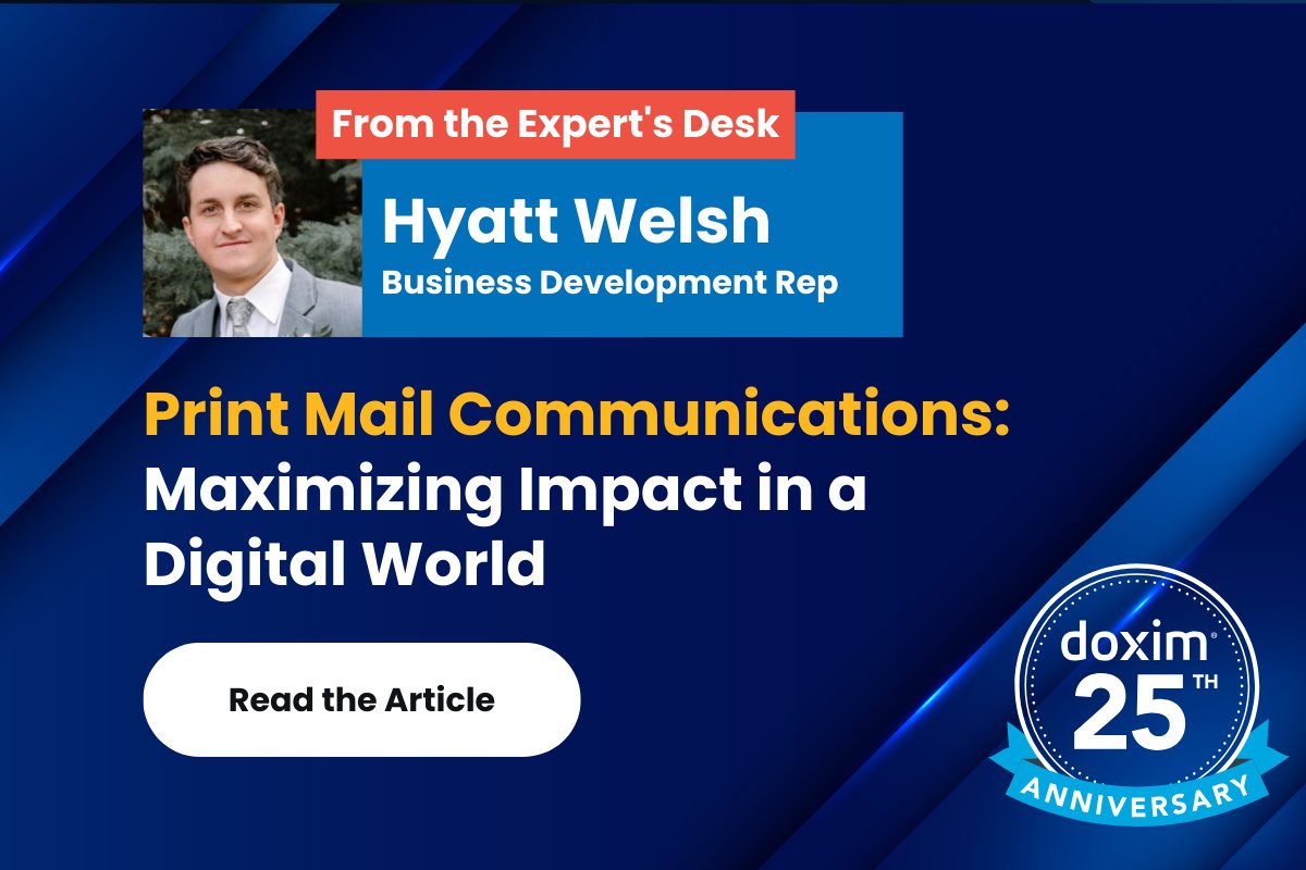 New Blog! Read it here: doxim.com/print-mail-com…

CCM expert Hyatt Welsh breaks down what makes Doxim the right choice for organizations in highly regulated industries seeking to leverage print and mail's impact in an increasingly digital world.

#CCM #CustomerExperience