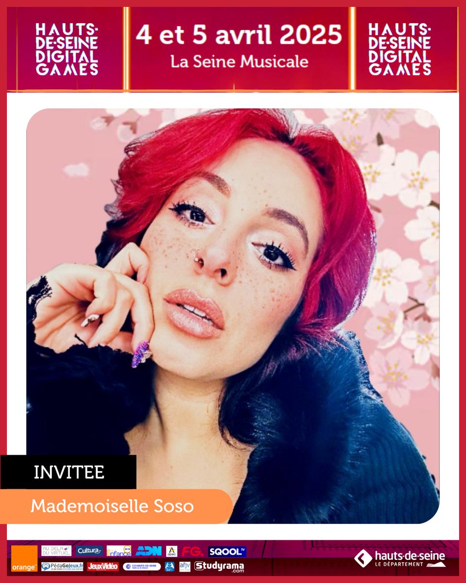 💥 <a href="/MlleSoso_/">Lisez Nana 🍓🇵🇸</a> , la hokage du Manga game, sera présente pour vivre l’expérience #HDSDigitalGames !

📅 Venez la rencontrer le 5 avril à La Seine Musicale

🎟 Gratuit ! Réserve ton billet ici → bit.ly/3XfDbvz

#hautsdeseine #DépartementInnovant #guest <a href="/hautsdeseinefr/">Département des Hauts-de-Seine</a>