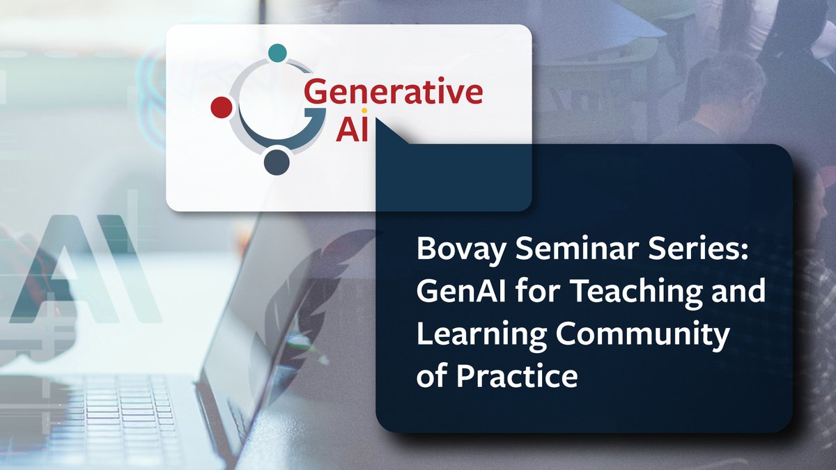 CTICornell's tweet image. The Bovay Seminar Series returns at 12 p.m. Wed. March 26! Join @CornellEng and CTI for lunch and an opportunity to learn more about GenAI as it applies to multiple disciplines! Hear what other instructors have tried, ask questions and share ideas. bit.ly/GenAI_Workshops