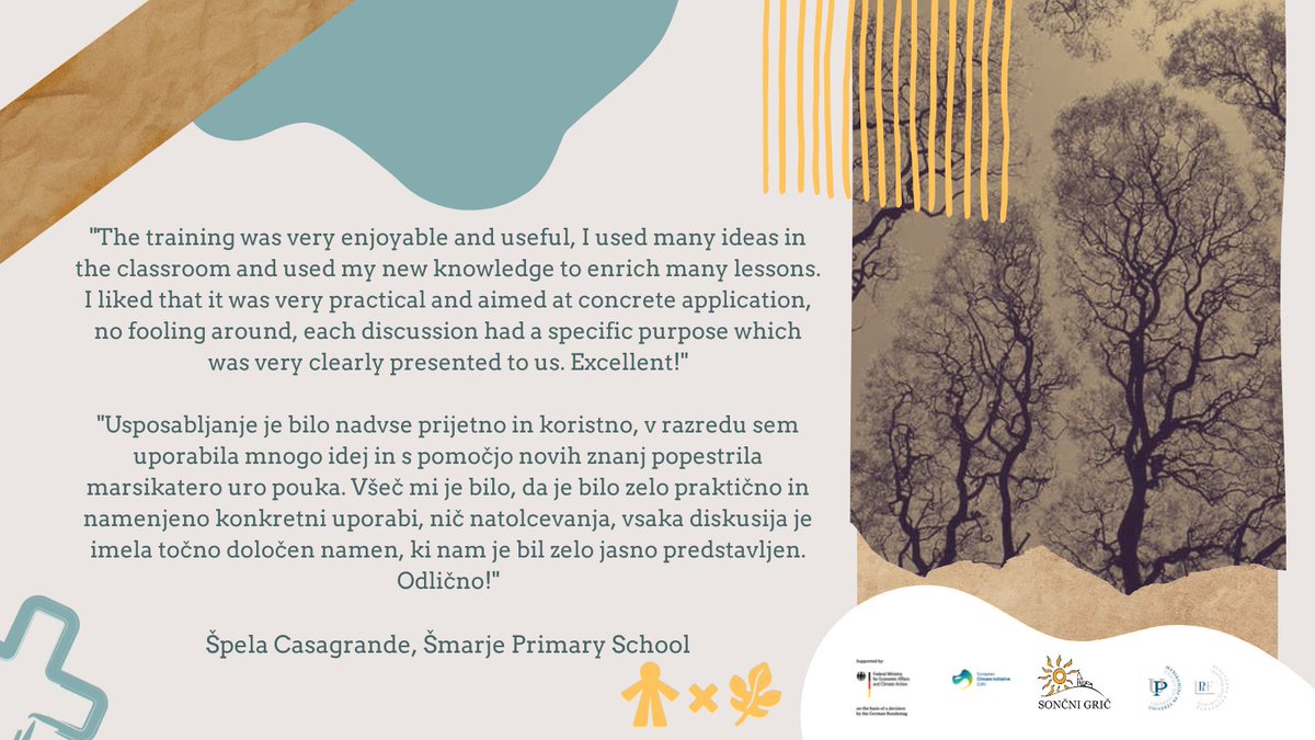 We are delighted our teacher training was a success! In spring 2024, teachers explored techniques and deepened their understanding of sustainability. Veseli smo, da je bilo usposabljanje učiteljev uspešno! Spomladi 2024 so raziskovali tehnike in poglobili razumevanje trajnosti.🌿