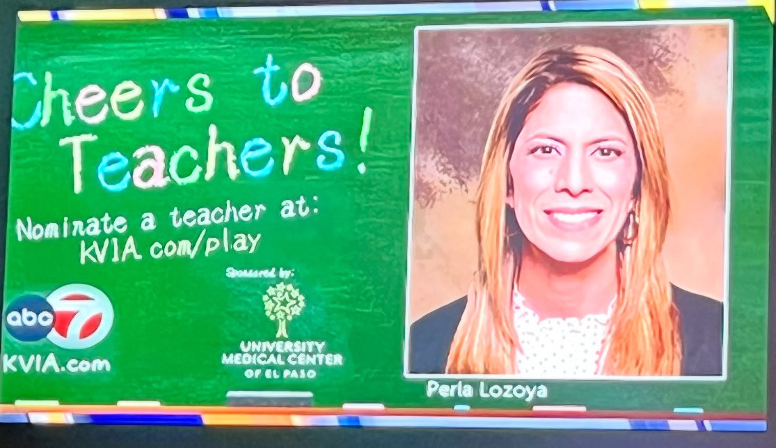 April Macias (@amacias_bnes) on Twitter photo Caught this amazing <a href="/BNarbuth_ES/">Fernie Miranda</a> teacher <a href="/Lozoya_BNES/">Perla Lozoya</a> on the <a href="/KVIAABC7News/">KVIA ABC-7 News</a> Cheers to Teachers this morning! #BlessedwiththeBest
<a href="/LOHara_CBNE/">Lily O'Hara</a> <a href="/LHerrera_BNES/">Lisa Herrera</a> @BNES #TeamSISD #ALLIN #BelieveEmbraceAccelerate Caught this amazing <a href="/BNarbuth_ES/">Fernie Miranda</a> teacher <a href="/Lozoya_BNES/">Perla Lozoya</a> on the <a href="/KVIAABC7News/">KVIA ABC-7 News</a> Cheers to Teachers this morning! #BlessedwiththeBest
<a href="/LOHara_CBNE/">Lily O'Hara</a> <a href="/LHerrera_BNES/">Lisa Herrera</a> @BNES #TeamSISD #ALLIN #BelieveEmbraceAccelerate