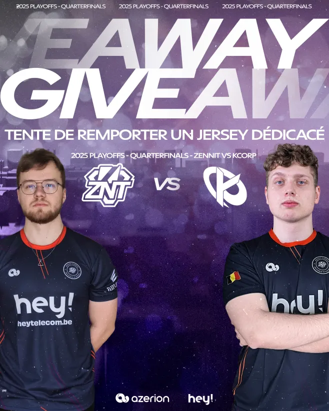 ZennIT 🇧🇪 (@zennit_gaming) on Twitter photo 🔥 Pour fêter notre première victoire contre la <a href="/KarmineCorp/">Karmine Corp</a> B et notre top 8 aux <a href="/EMEAmasters/">EMEA Masters</a>, on vous gâte ! 🔥
Tentez de gagner un jersey signé par tous nos joueurs 👕✨
Pour participer :
✅ Aime
🔁 Partage
👤 Tag un ami
📌 Abonne-toi
⏳ Tirage au sort le 22 mars ! Bonne 🔥 Pour fêter notre première victoire contre la <a href="/KarmineCorp/">Karmine Corp</a> B et notre top 8 aux <a href="/EMEAmasters/">EMEA Masters</a>, on vous gâte ! 🔥
Tentez de gagner un jersey signé par tous nos joueurs 👕✨
Pour participer :
✅ Aime
🔁 Partage
👤 Tag un ami
📌 Abonne-toi
⏳ Tirage au sort le 22 mars ! Bonne