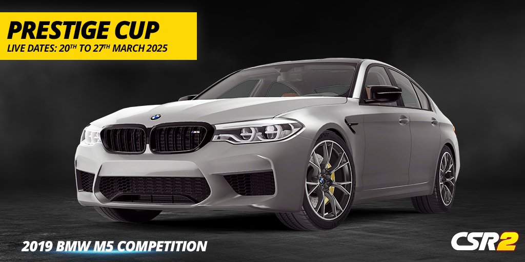 CSRRacing's tweet photo. A car that speaks for itself. One look at the 2019 BMW M5 Competition, and you know it means business. 😎💨

Race now in the latest season of Prestige Cup starting today: https://t.co/s9Ydj9Cxp0

#CSR2 #CSRRacing #PrestigeCup #BMW #M5 https://t.co/syXYmZFjIE