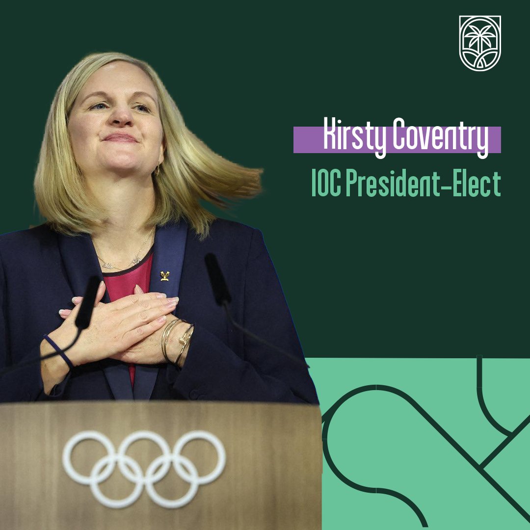 تهــانينــا 👏

يتقدم #فريق_السعودية بالتهنئة لـ كيرستي كوفنتري عقب انتخابها رئيسًا لـ <a href="/Olympics/">The Olympic Games</a>