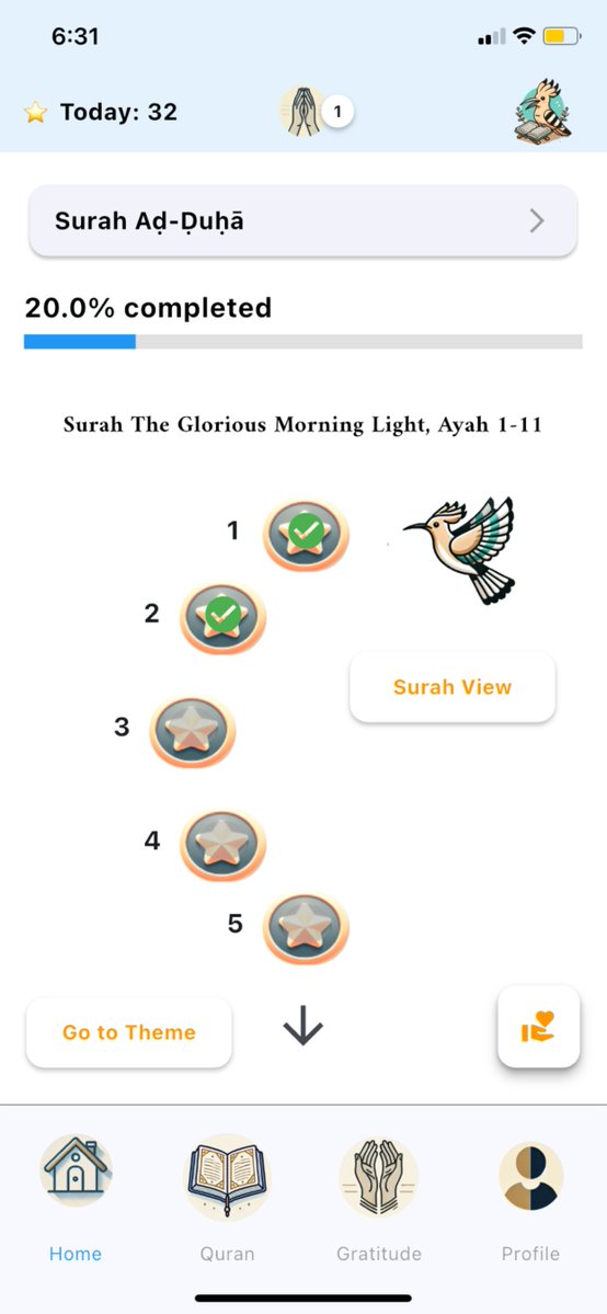 HudhudQuran's tweet photo. Duolingo's ease and fun, now reimagined for Quran recitation and memorization. Anxiety down, peace up. Hudhud Quran is now available on both iPhone and Android #quran #islam #HudhudQuran #Huduu2Scroll https://t.co/CTfYxiv6qj