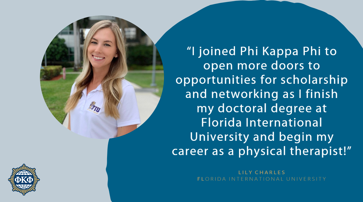 phikappaphi's tweet photo. Lily at Florida International University unlocked new pathways by joining ΦKΦ! 🌟 What was your motivation for becoming a part of ΦKΦ? We'd love to hear your #WhyPKP journey! #PKPPride https://t.co/BpQeRLPGyu