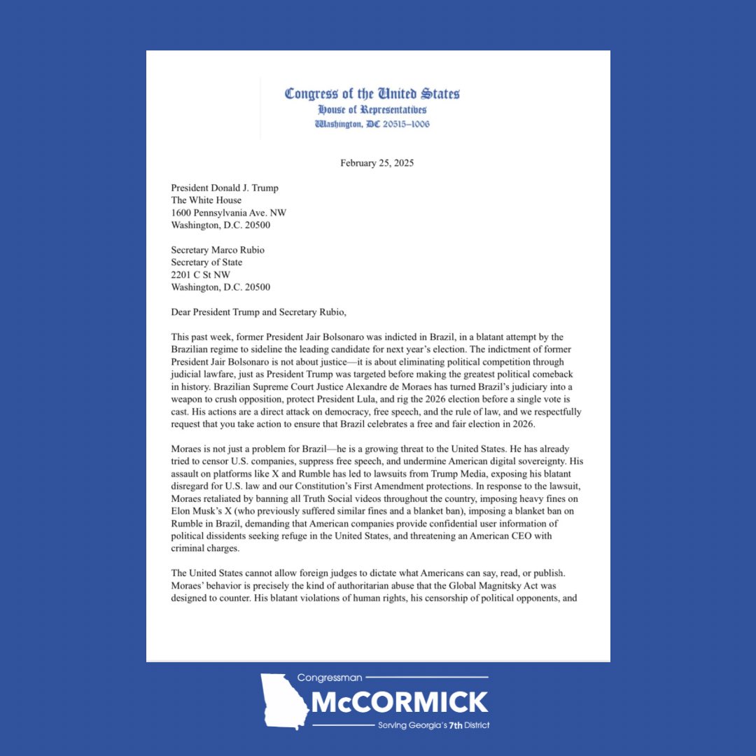 RepMcCormick's tweet image. The fact that @BolsonaroSP, the most voted Congressman in Brazil's history and son of former President @jairbolsonaro, has been forced to seek exile in the United States demonstrates the alarming deterioration of democracy in the largest country in South America. Representative…