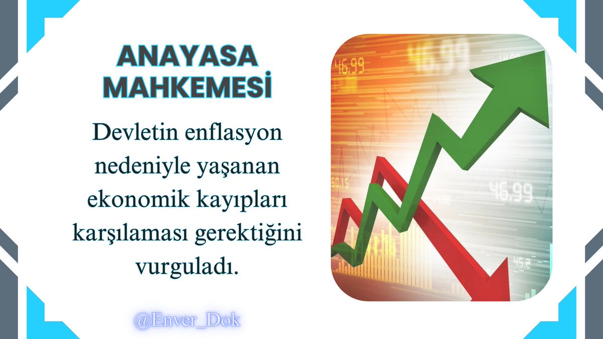 Anayasa Mahkemesi 04/12/2024 tarih ve E:2023/182, K:2024/203 sayılı kararında;  
Devletin enflasyon nedeniyle yaşanan ekonomik kayıpları karşılaması gerektiği vurgulayarak,  
"Anayasa Mahkemesine göre, tarafların menfaatleri arasında enflasyon nedeniyle yaşanan ekonomik kayıpları