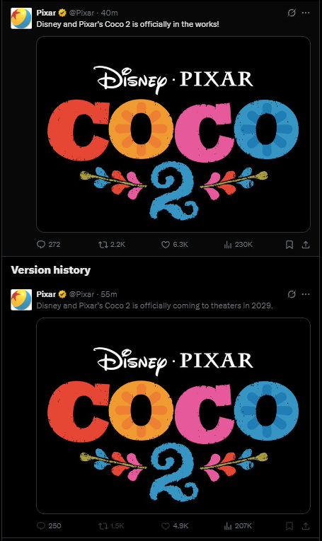 Just FWIW, Pixar removed 2029 from its announcement and there's no