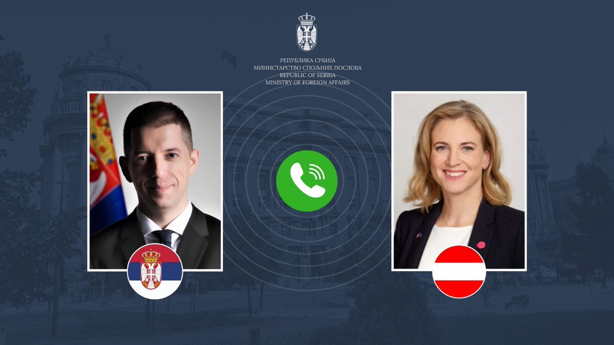 Had a phone call with my Austrian counterpart <a href="/BMeinl/">Beate Meinl-Reisinger</a> about the significance of continuing our high-level political dialogue in the spirit of mutual understanding and further strengthening our diverse bilateral cooperation. 

I also noted that #Serbia values #Austria’s advocacy