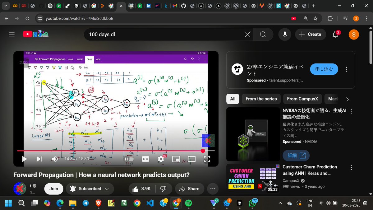 futurebeast_04's tweet image. Day 92 of #100DaysOfMLCode
Had clg 9-2
1.Understood abt multi layer perceptron and forward propagation
Couldn't do much today,revving up for tomm.
#100DaysOfCode