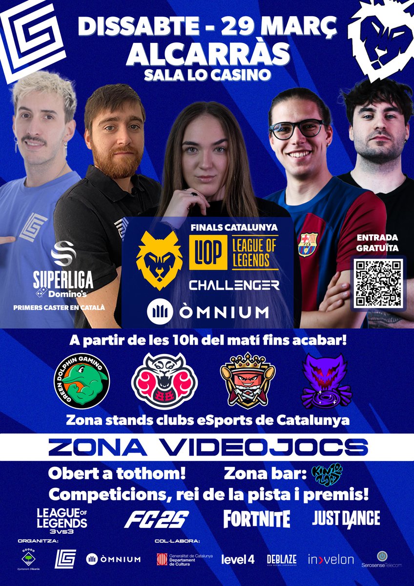 Gamesports Electrònics (@gamesportselect) on Twitter photo 🐺🏆FINALS LIOP <a href="/omnium/">Òmnium Cultural</a> CHALLENGER LOL🏆🐺
📅Dissabte 29 de març a partir de les 10 h
📍Alcarràs <a href="/AjAlcarras/">Ajuntament Alcarràs</a> - Sala Lo Casino
💥L’hora de la veritat ha arribat! Els millors equips de Catalunya s'enfrontaran per conèixer qui és el campió del SPLIT HIVERN 2025 ❄️
⚔️Qui 🐺🏆FINALS LIOP <a href="/omnium/">Òmnium Cultural</a> CHALLENGER LOL🏆🐺
📅Dissabte 29 de març a partir de les 10 h
📍Alcarràs <a href="/AjAlcarras/">Ajuntament Alcarràs</a> - Sala Lo Casino
💥L’hora de la veritat ha arribat! Els millors equips de Catalunya s'enfrontaran per conèixer qui és el campió del SPLIT HIVERN 2025 ❄️
⚔️Qui