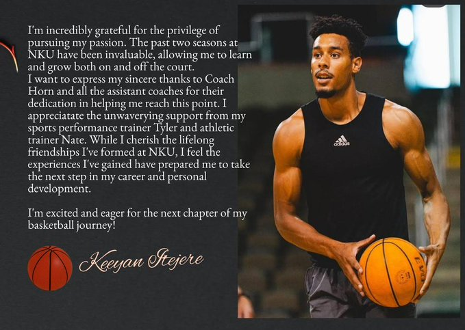 RivalsPortal's tweet image. Northern Kentucky PF Keeyan Itejere announces that he will enter the transfer portal as a grad transfer.

Averaged 7.3 ppg and 5.5 rpg this past season, and he previously spent time at Marquette.

n.rivals.com/content/athlet…
