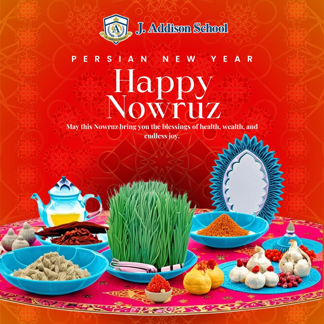 🌸✨ Happy Nowruz! ✨🌸
We’re proud to celebrate with our students and teachers observing this special day. At JAS, multiculturalism is at the heart of our community.
Wishing everyone renewal, joy, and new beginnings! 🌱🌍

#NowruzMubarak #HappyNowruz #JAddisonSchool