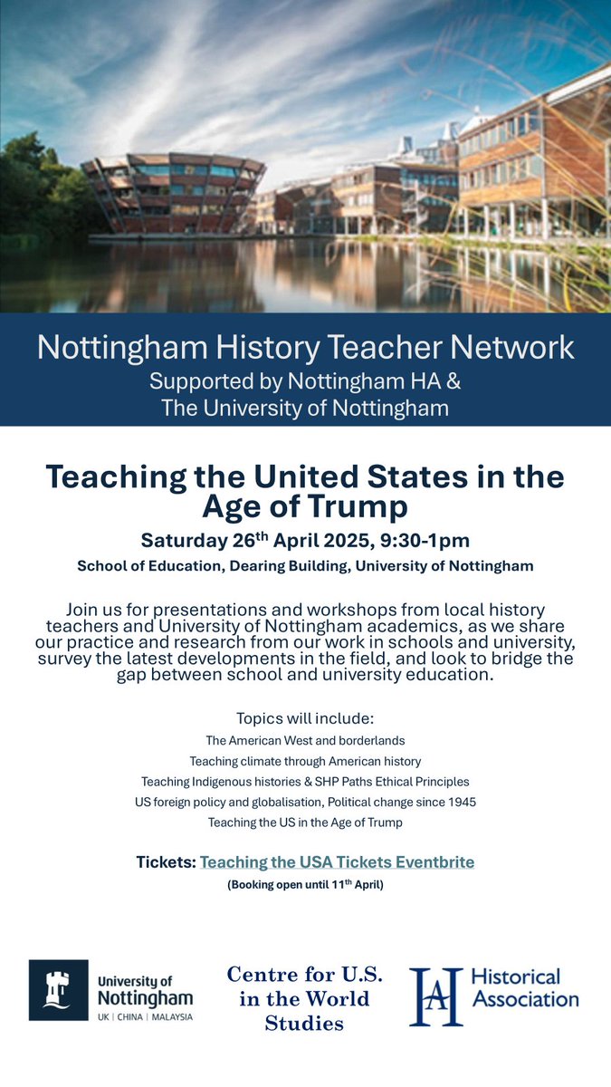 Victoria Crooks (@uonsoehistory) on Twitter photo #EastMids #historyteacher s are invited to this conference jointly organised by Nottingham <a href="/histassoc/">Historical Assoc</a> History Teacher Network and <a href="/UoNSoE/">UoN Education</a> with <a href="/UonHistory/">UoN History</a> and <a href="/AmCanNotts/">UoN American Studies</a>
nottingham.ac.uk/education/even… #EastMids #historyteacher s are invited to this conference jointly organised by Nottingham <a href="/histassoc/">Historical Assoc</a> History Teacher Network and <a href="/UoNSoE/">UoN Education</a> with <a href="/UonHistory/">UoN History</a> and <a href="/AmCanNotts/">UoN American Studies</a>
nottingham.ac.uk/education/even…