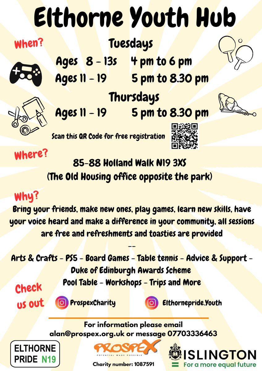 Exciting News for Our Youth Hub! 
Our Youth Hub is now opening up for ages 8+ during the first hour of our Tuesday sessions!
 Session Time: 4:00 – 6:00 PM
 Light snacks provided
Open-access space with fun activities &amp; projects