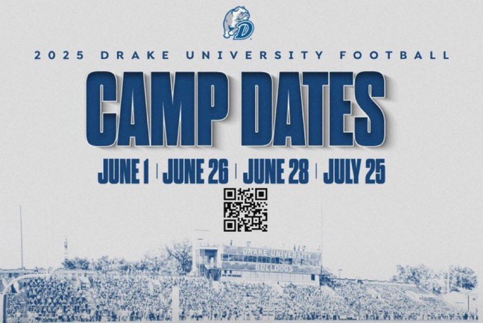 Thanks <a href="/Coach_VasquezAJ/">A.J. Vasquez</a> for the camp invite! <a href="/DrakeBulldogsFB/">Drake Football</a>