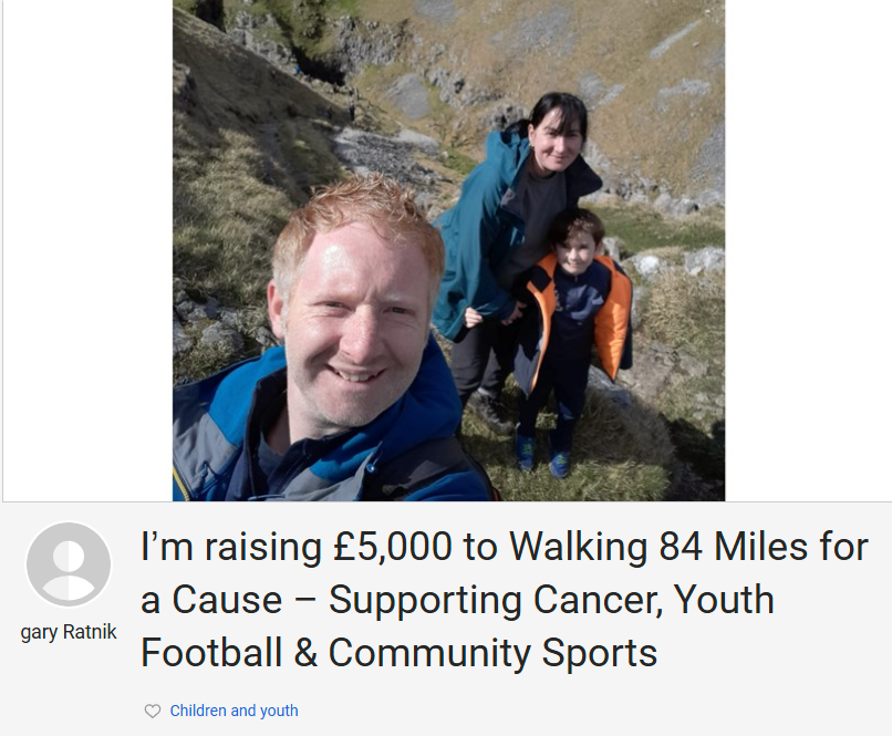 🌟 Support Gary's Dales Way Challenge! 🌟 Gary is walking to raise funds for Marie Curie, Bradford Schools FA, and Bradford Park Avenue Sports Foundation. Every donation helps! 💜 Donate: justgiving.com/crowdfunding/g… #BPAFC #DalesWayChallenge #SupportLocal
