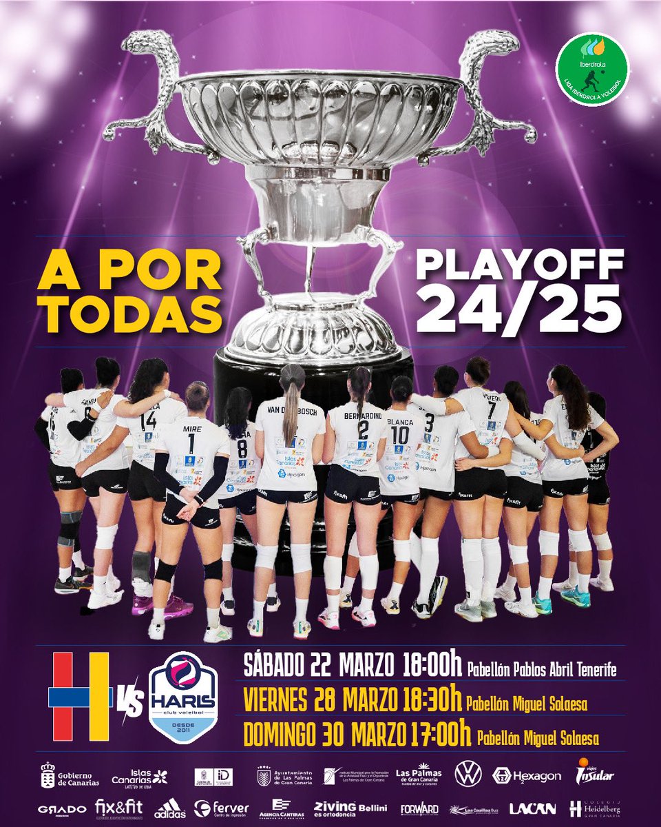 Llegó la hora. 

Nuestras chicas miran con ilusión al trofeo por el que comenzarán a luchar este sábado en la primera ronda de playoff ante el <a href="/CVHaris/">Club Voleibol Haris</a> en Tenerife y el viernes 28 en el Miguel Solaesa

VAMOS A POR TODAS

#VamosHeidelberg #SoñamosJuntos #LigaIberdrolaVB #Voleibol