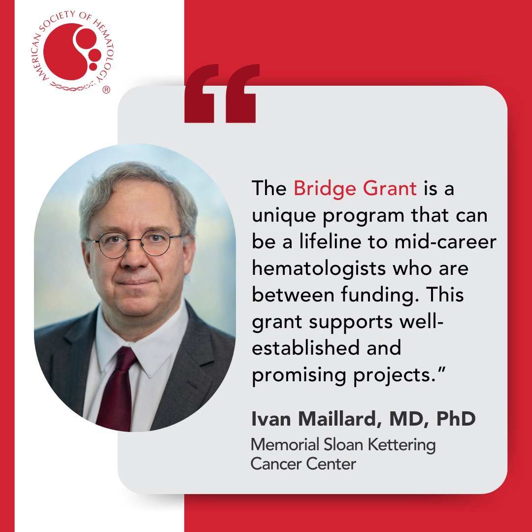 ASH understands it's a tough time for #hematology research due to #NIH funding cuts. 

To support #researchers during this time, ASH's Bridge Grant now offers $150K funding, with waived critiques and no match needed. Learn more: 

ow.ly/gTiR50VlHEv